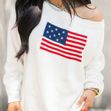 Off The Shoulder USA Flag Sweater