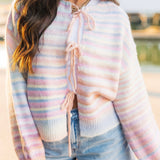 Over The Rainbow Tie Front Cardigan | Pastel