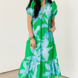 Seaside Floral Eyelet Midi Dress