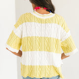 Lemon Drop Stripe Sweater | Yellow White