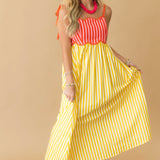 Sundrift Midi Dress - Pink Yellow