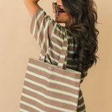 Canvas Stripe Boat Bag | Tan Lines