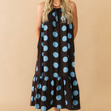 Polka Dot Perfection Midi Dress | Brown Blue
