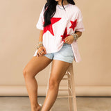 Stars Align Top | Pink Red Gingham