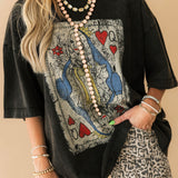 Queen Card Oversized Graphic Tee | Black