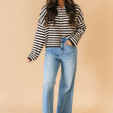 Piper Stripe Cardigan | Dark Wine