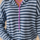Piper Stripe Cardigan | Dusty Blue