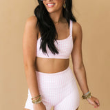 Double Layered Sports Bra | Pink Check
