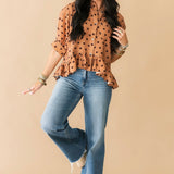 Bailey Polka Dot Button Top | Camel