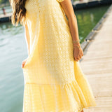 Jessi Eyelet Maxi Dress | Yellow