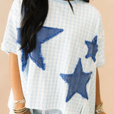 Stars Align Top | Blue Gingham