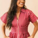 Autumn Avenue Stripe Midi Dress | Mauve