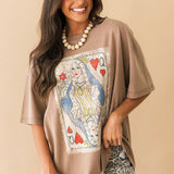 Queen Card Oversized Graphic Tee | Mocha