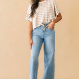 Gingham Sweater Top | Oatmeal