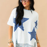 Stars Align Top | Blue Gingham