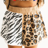Wild Card Tan & White Leopard & Tiger Short | Queen Of Sparkles X Lexi Jade's