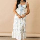 Blue Blooms Midi Dress