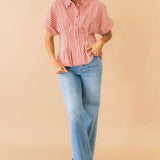 Gingham Button Down Shirt | Red