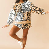 Wild Card Tan & White Leopard & Tiger Short | Queen Of Sparkles X Lexi Jade's