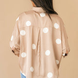 Polka Dot Satin Top | Latte
