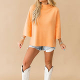 Sofia Mock Neck Sweater | Sherbet Orange