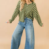 Piper Stripe Cardigan | Olive