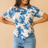 Seasonal Shift Floral Sweater Top | Blue