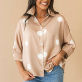 Polka Dot Satin Top | Latte