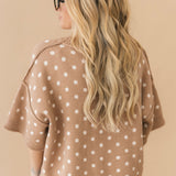 Polka Dot Sweater Top | Camel