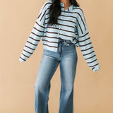 Piper Stripe Cardigan | Blue Brown