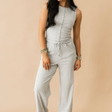 Comfy Club Pant | Heather Grey Stripe