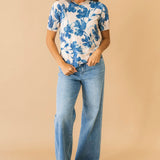 Seasonal Shift Floral Sweater Top | Blue