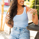 Reversible Stripe Tank Top | Serene Blue