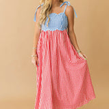 Sundrift Midi Dress - Blue Red
