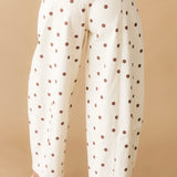 Polka Dot Barrel Jean | Cream Brown