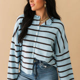 Piper Stripe Cardigan | Blue Brown