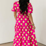 Funky & Fun Polka Dot Midi Dress | Pink & Green