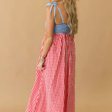 Sundrift Midi Dress - Blue Red