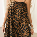 Leopard print mini dress with square neckline and adjustable straps — Lexi Jade's Funky + Fun collection