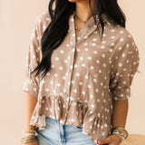 Bailey Polka Dot Button Top | Sand