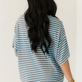 Seaside Lounge Stripe Top | Sky Blue
