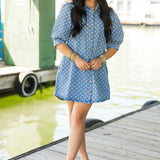 Denim Polka Dot Mini Dress