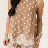 Lacey Polka Dot Tank Top | Latte