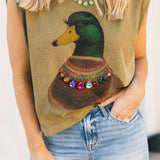 Duck Rhinestone Collar Muscle Tee