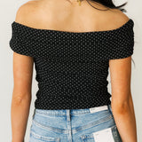 Off Shoulder Polka Dot Top | Black