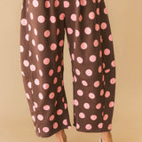 Polka Dot Barrel Jogger | Brown Pink