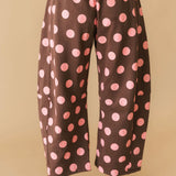 Polka Dot Barrel Jogger | Brown Pink