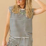 Black Stripe Tank Pant Set