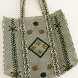 Embroidered Quilted Tote Bag | Olive (Copy)