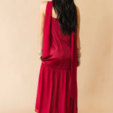 Daliah Maxi Dress W Scarf | Burgundy